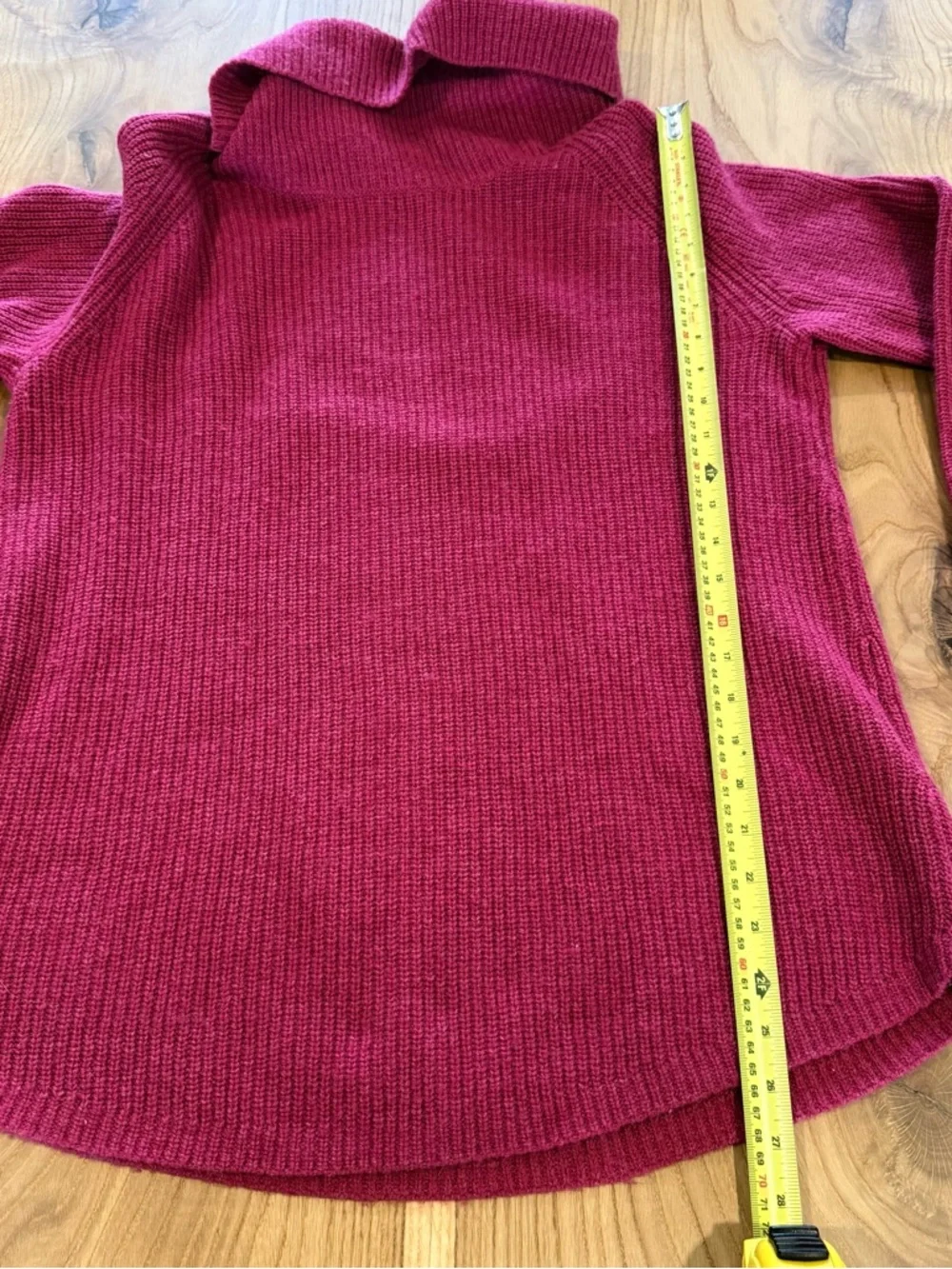 Women's Ribbed Turtleneck Sweater in Rasberry - Picture 6 of 7